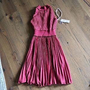 NWT Nanette Lepore Pleated Dress Claret Size 4
